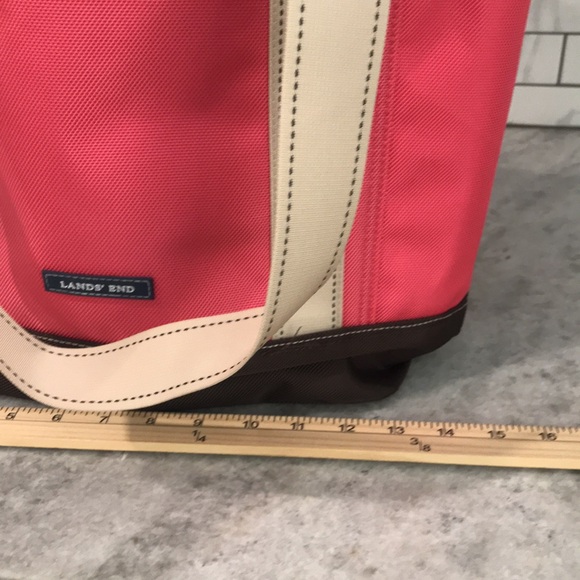 Lands End Tote Bag Womens Medium Pink Canvas Beach Travel Resortwear Gorpcore - Picture 6 of 9